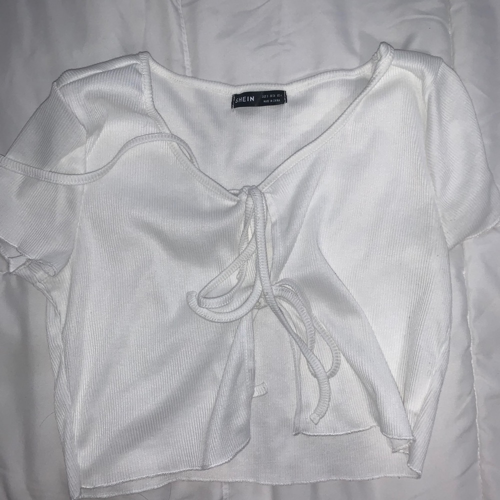 White Crop Top, Tie Front
